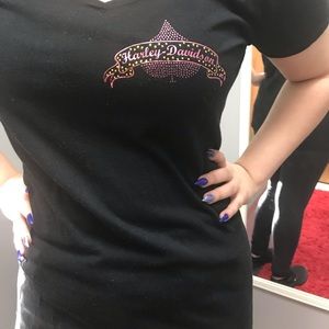 Harley-Davidson Black T-shirt jeweled front&back